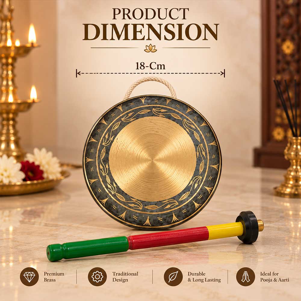 Jangetta – Handcrafted Bronze Ritual Bell with Wooden Striker | Traditional Temple Pooja Instrument