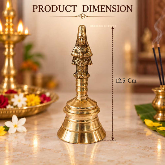 Brass Hanuman hand bell with standing Lord Hanuman idol for pooja, aarti and home Mandir – Bhakti Stores