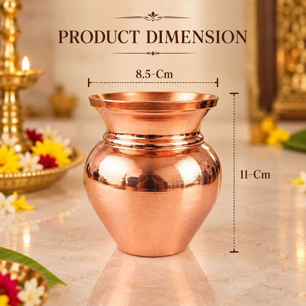 Pure Copper Traditional Water Kalash / Lota / Matka | Copper Pooja Vessel & Water Pot
