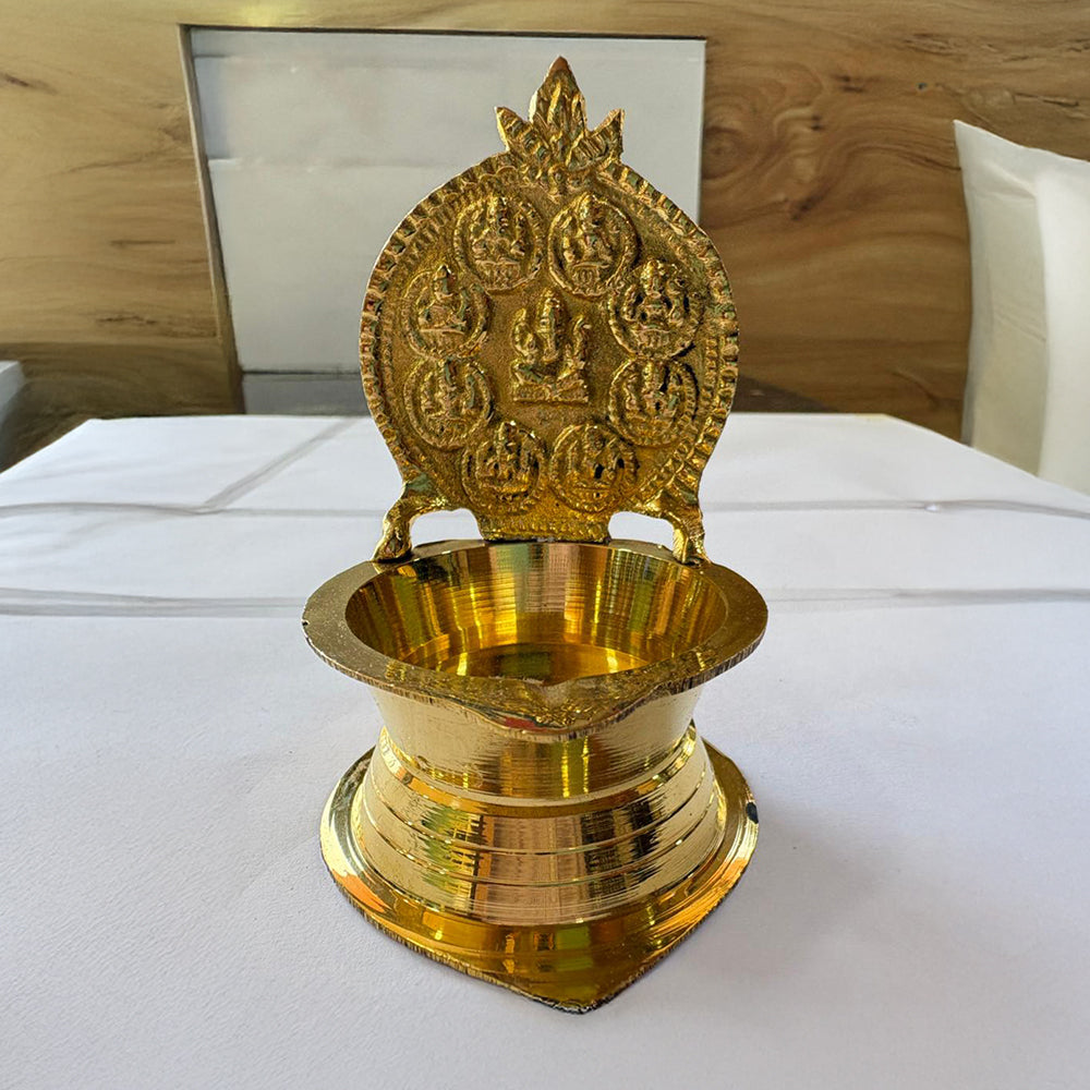 Traditional Brass Ashtalakshmi & GaneshJi with Peacocks Diya