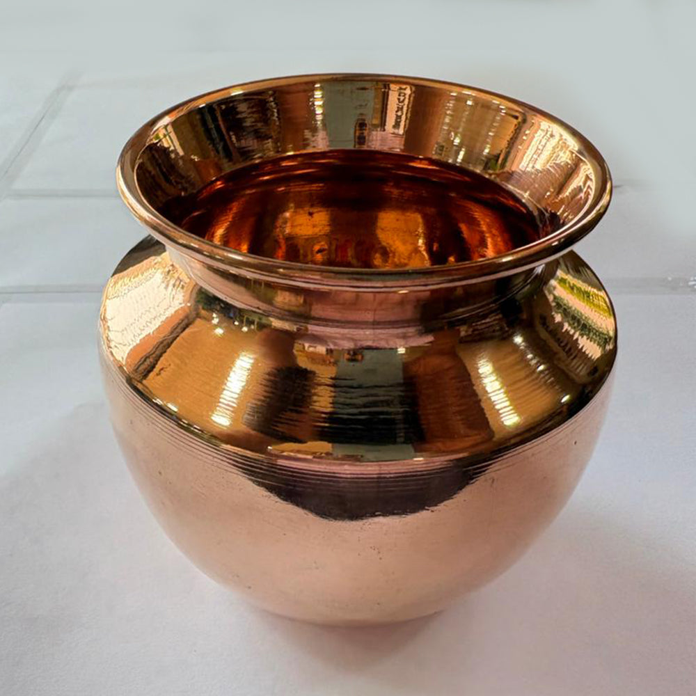 Copper Vessel Kalash Lota for Pooja (CHAMBOO) (Medium)