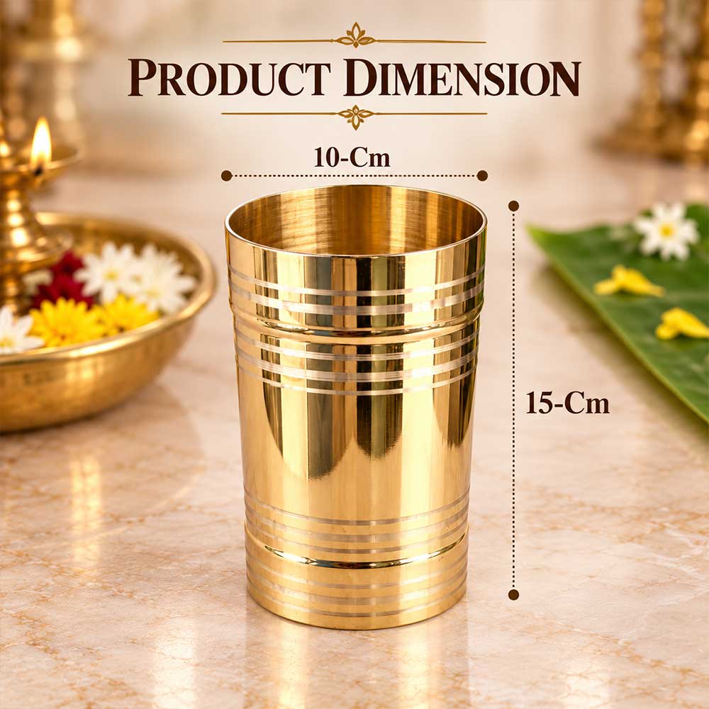 Traditional 500ml brass SHer/Ulakku measuring cup for kitchen, rice, grains and pooja – Bhakti Stores