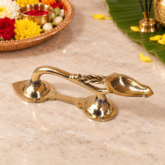 Bhakti Stores Brass Puja Dhoop Aarti Diya with 6 Inch Long Handle