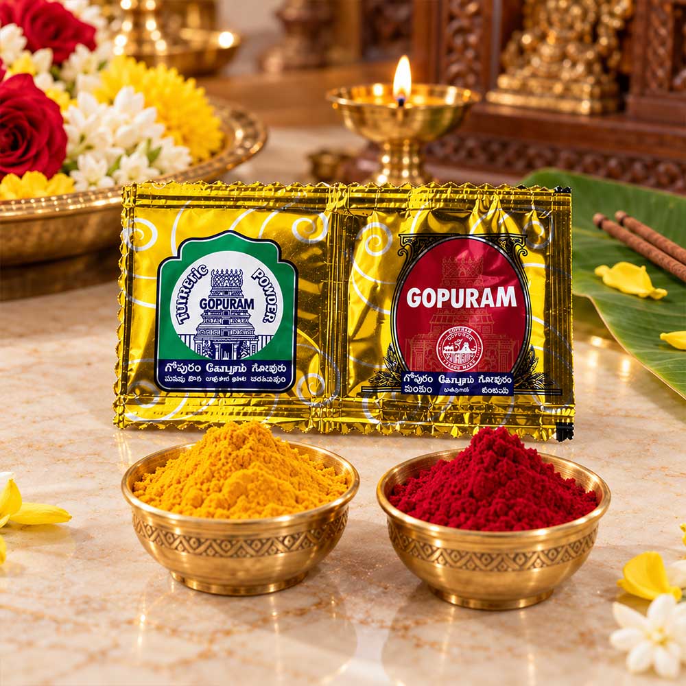 Kumkum and Turmeric Powder gift combi pack with 30 Kumkum and 30 Haldi packs for Thamboolam and return gifts – Bhakti Stores