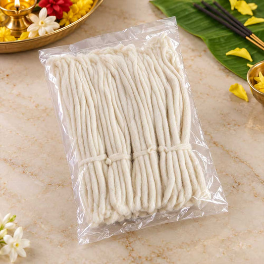 Premium Handmade 5 Inch Long Cotton Wicks for Pooja Pack of 500