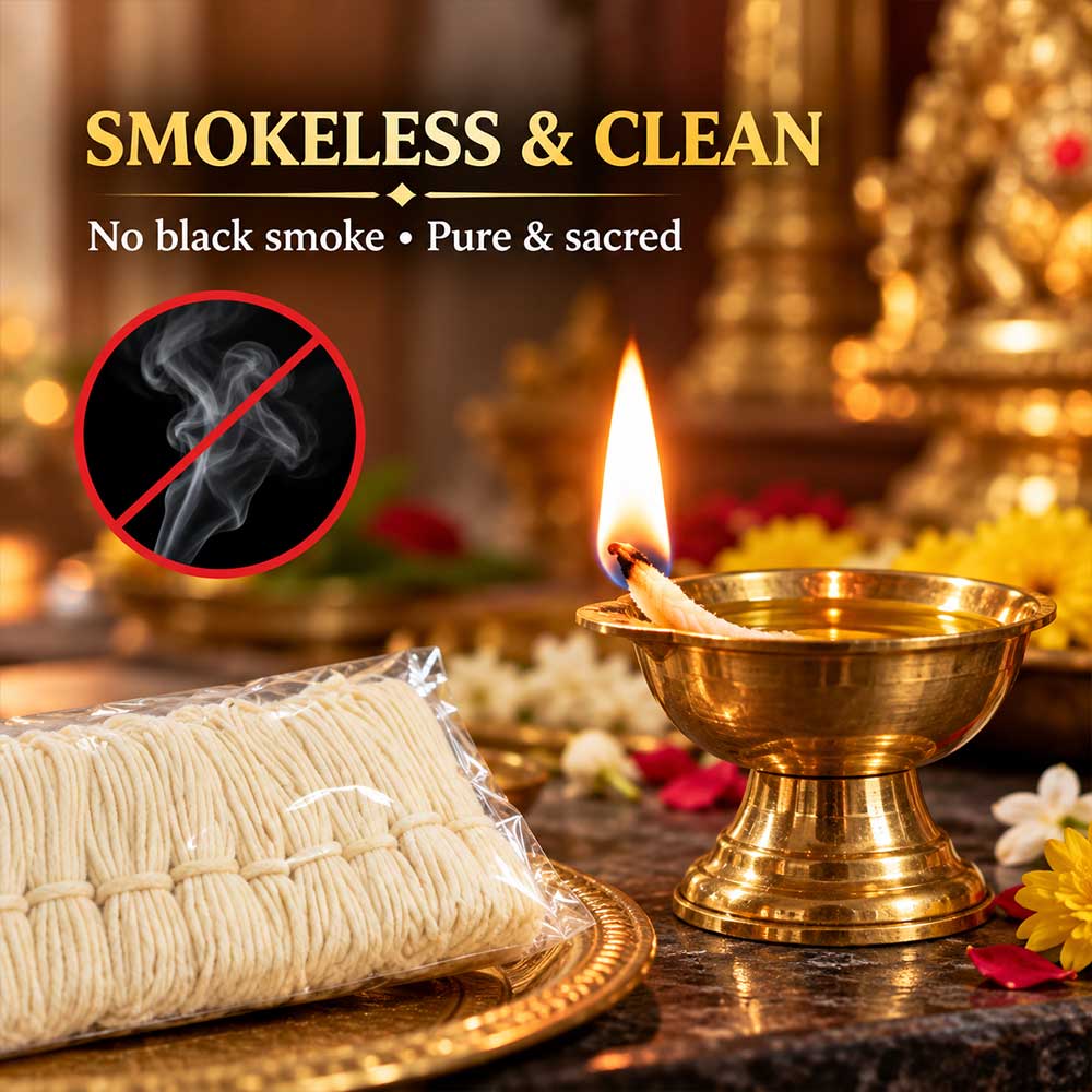 Handmade 2.5 Inch White Cotton Wicks for Pooja Diya