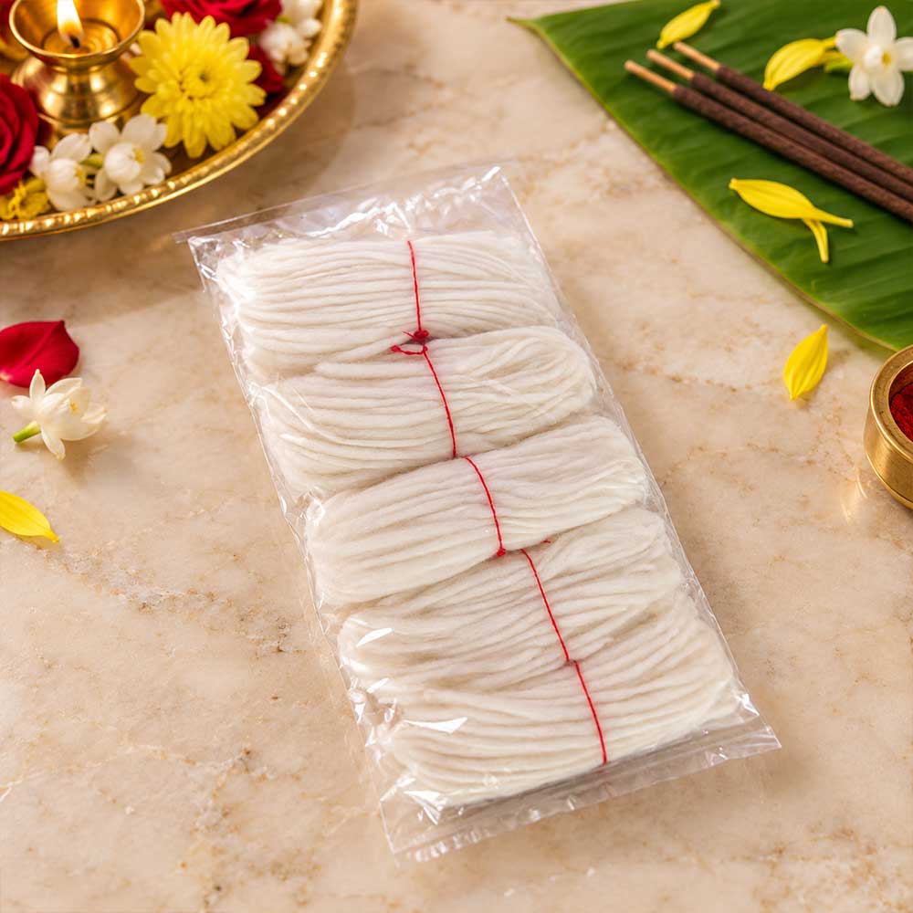 Pure Cotton Pooja Wicks 3 Inch White Diya Batti Pack of 600