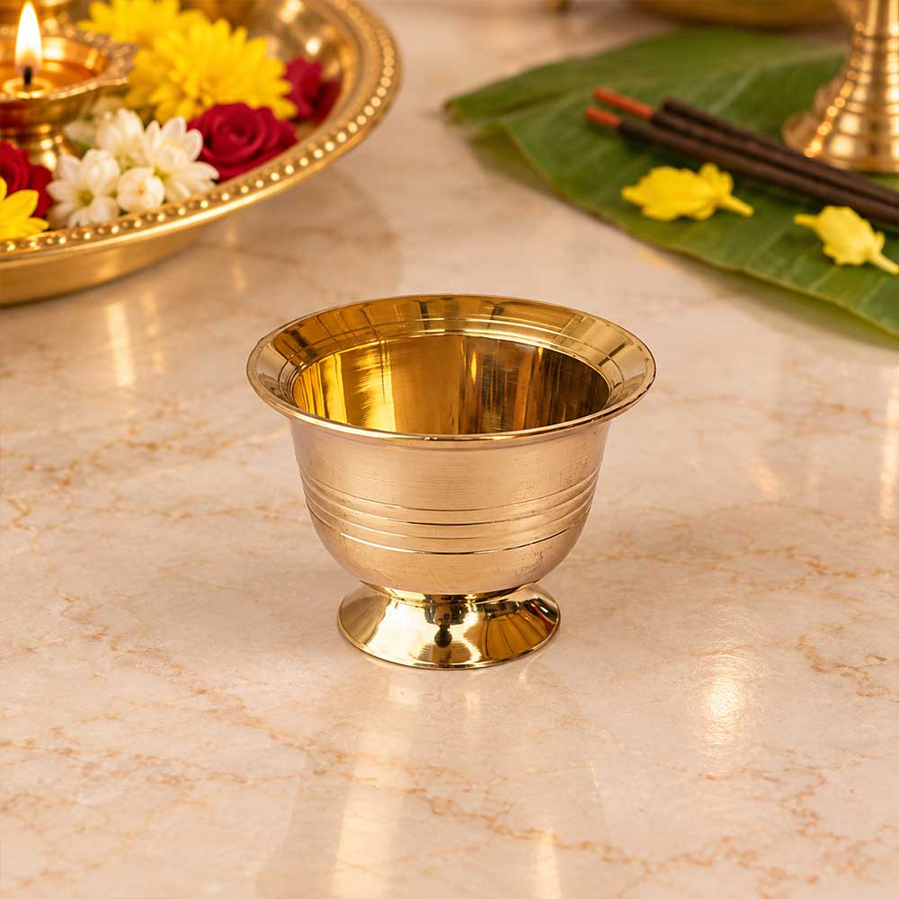 Brass Chandan Kumkum Padam Payala bowl set of 2 for Haldi, Roli and pooja – Bhakti Stores