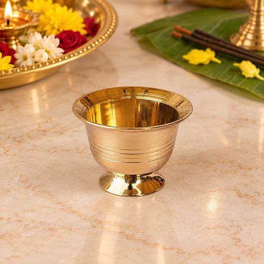 Brass Chandan Kumkum Padam Payala bowl set of 2 for Haldi, Roli and pooja – Bhakti Stores
