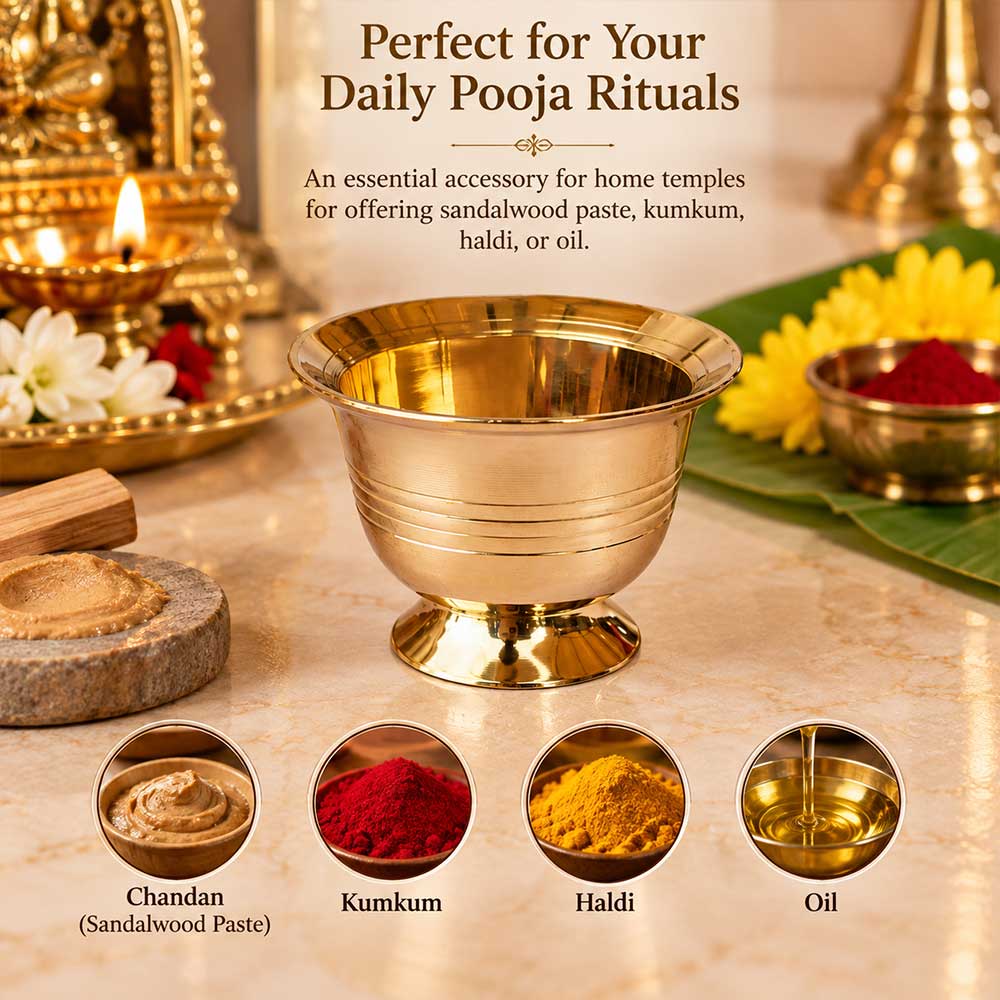 Brass Chandan Kumkum Padam Payala bowl set of 2 for Haldi, Roli and pooja – Bhakti Stores