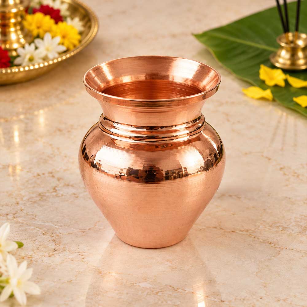 Pure Copper Traditional Water Kalash / Lota / Matka | Copper Pooja Vessel & Water Pot