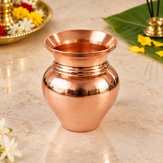 Pure Copper Traditional Water Kalash / Lota / Matka | Copper Pooja Vessel & Water Pot