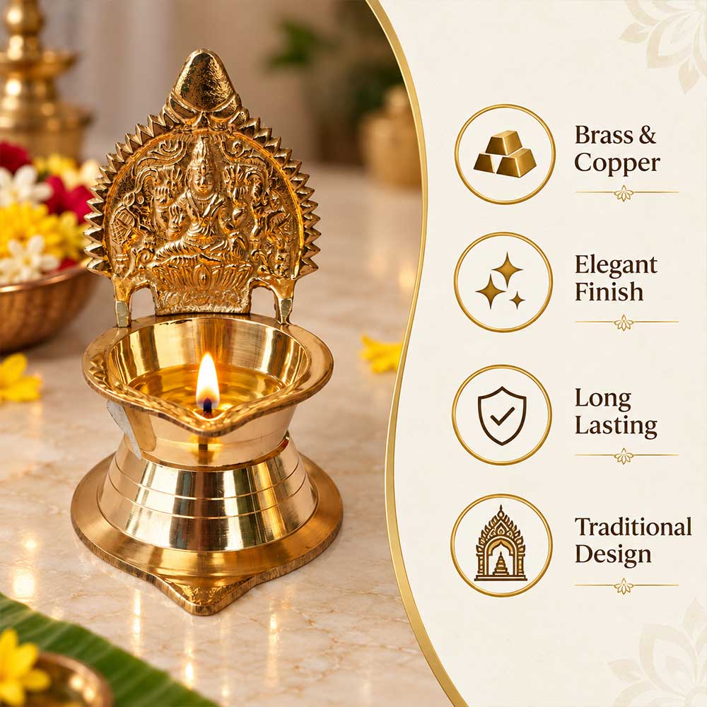 Traditional Brass Ashtalakshmi & GaneshJi with Peacocks Diya
